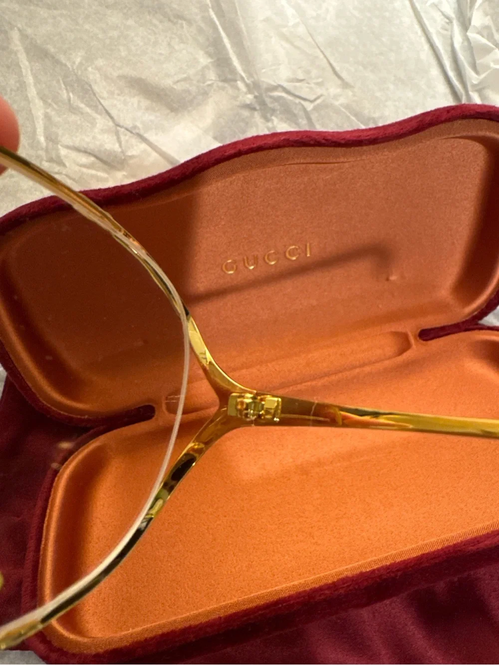 Gucci GG0596OA Oversized Clear Lens Glasses | Gold | Case Included